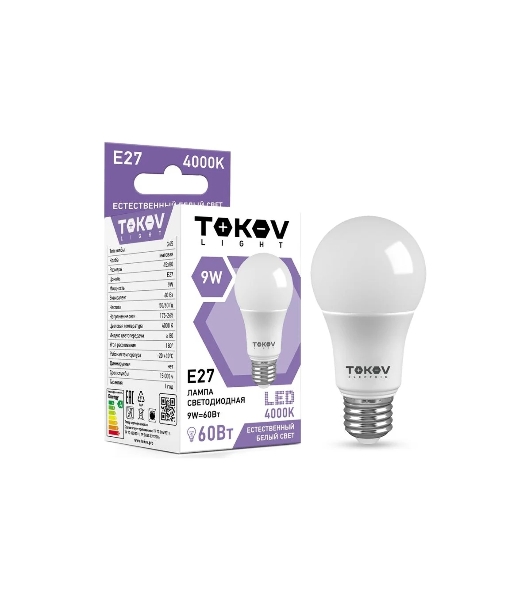 Лампа светодиодная TOKOV ELECTRIC 9 Вт G45 4000К Е27 176-264В