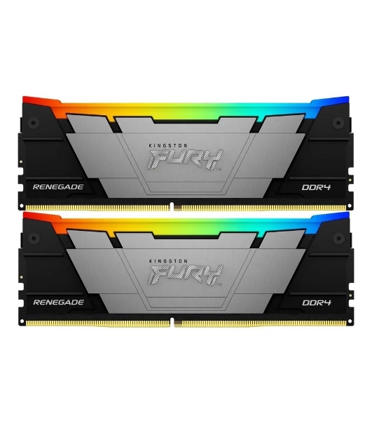 Оперативная память Kingston Fury Renegade, DDR4, 32GB (2x16GB), 3200MHz, CL16, DIMM, с радиатором, RGB, серебристый/черный