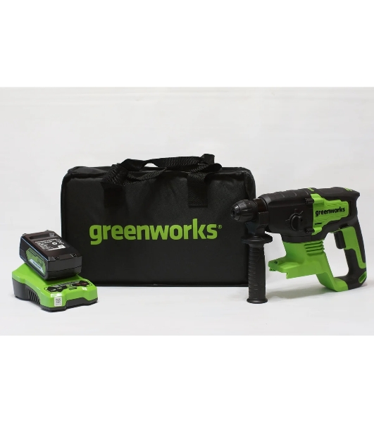 Перфоратор GreenWorks GD24SDS, SDS-plus, 24 В, 2 Дж, от аккумулятора