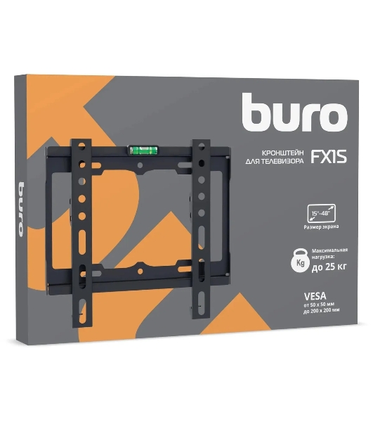 Кронштейн для телевизора Buro FX1S черный, 15'-48' макс. 25 кг, настенный, фиксированный