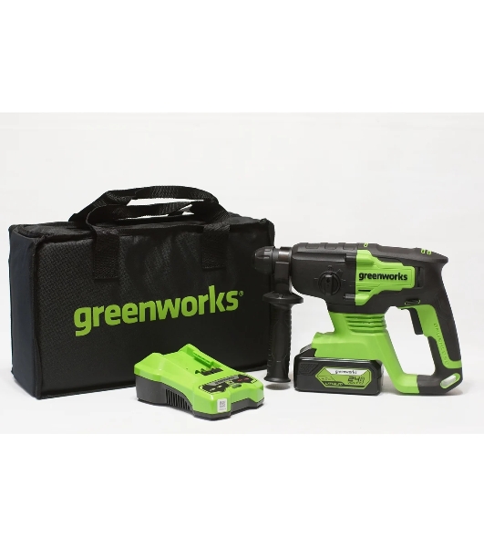 Перфоратор GreenWorks GD24SDS, SDS-plus, 24 В, 2 Дж, от аккумулятора