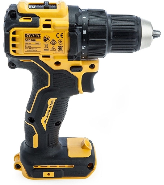 Дрель-шуруповерт DeWalt DCD708N-XJ, 18 В, 0 Ач, 65 Нм, щеточный