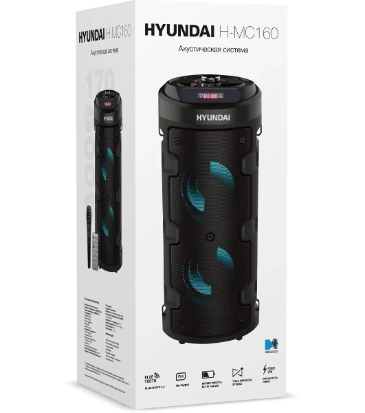 Минисистема Hyundai H-MC160 черный 50Вт/FM/USB/BT/SD/MMC