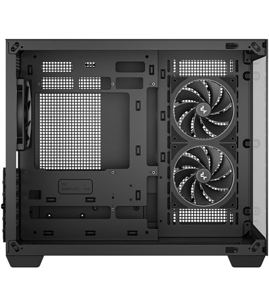 Компьютерный корпус Deepcool CG330 3F без БП, боковое окно (панорама), 3x120мм ARGB PWM вентилятора, черный, mATX