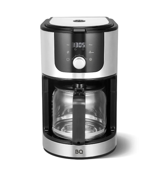 Кофеварка капельная со встроенной кофемолкой BQ CM1010 черный-стальной, исп. кофе - зерновой/молотый, 1.2 л, 1050 Вт.