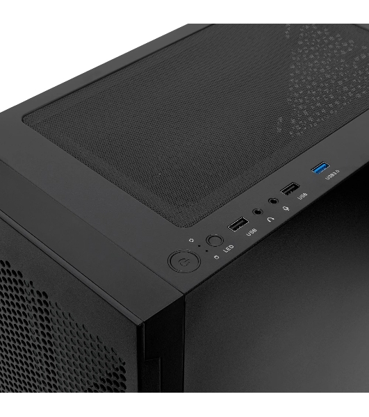 Компьютерный корпус без блока питания Case HSPD M540, Mesh Mid Tower, черный, TG, 0.45 SPCC, no fans, ATX, mATX, mITX, 160/300/150мм, 2x2.5', 2x3.5', 7xPCI, 1xUSB-A 3.0, 2xUSB-A 2.0, 365x216x405мм