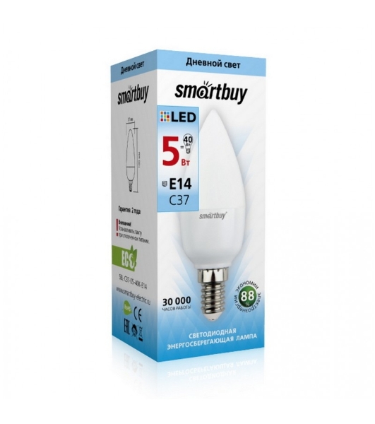 Светодиодная (LED) лампа Smartbuy-C37-05W/4000/E14 свеча на ветру матовая