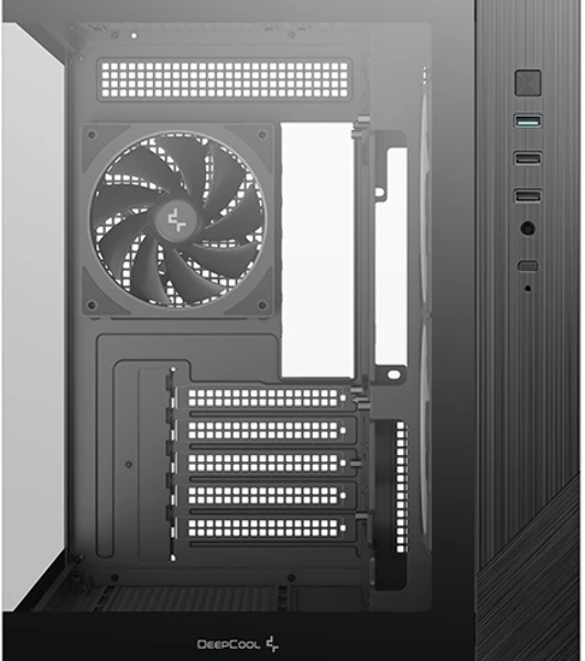 Компьютерный корпус Deepcool CG330 3F без БП, боковое окно (панорама), 3x120мм ARGB PWM вентилятора, черный, mATX