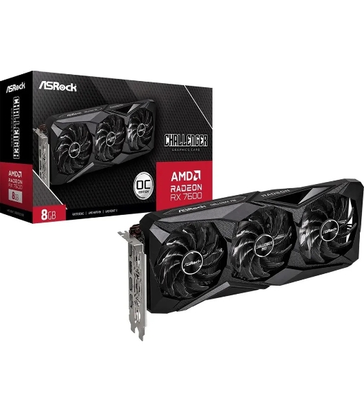 Видеокарта Asrock PCI-E 4.0 RX7600 CLP 8GO AMD Radeon RX 7600 8Gb 128bit GDDR6 2280/18000 HDMIx1 DPx3 HDCP Ret