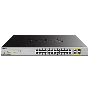 Коммутатор D-Link DGS-1026MP/A1A, 24×1 Гбит/с + 2×1 Гбит/с Combo, неуправляемый