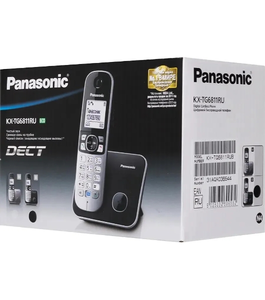Телефон беспроводной (DECT) Panasonic KX-TG6811RUB черный Беспроводной DECT,40 мелодий,телефонный справочник 120 зап.