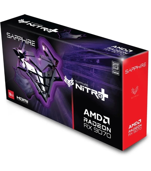 Видеокарта Sapphire PCI-E 5.0 11349-01-20G NITRO+AMD RADEON RX 9070 OC AMD Radeon RX 9070 16Gb 256bit GDDR6 2210/20000 HDMIx2 DPx2 HDCP Ret