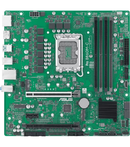 Материнская плата ASUS PRO B860M-C-CSM, LGA 1851, Intel B860, 4xDDR5, 4xSATA, 2xM.2, 1xPCIe 5.0 x16, 1xPCIe 4.0 x16, 1xPCIe 3.0 x1, 1xHDMI, 2xDP, 1x1Gb LAN, 1xUSB-C 10Gbps, 1xUSB-A 10Gbps, 2xUSB-A 2.0, 3x3.5 мм, 7.1, mATX