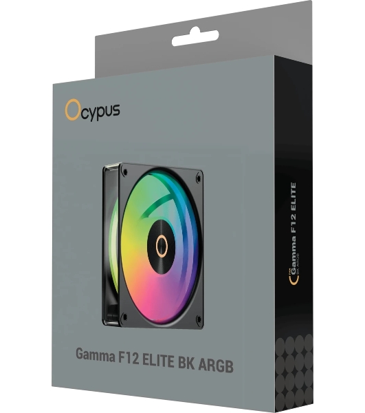 Вентилятор для корпуса Ocypus Gaммa F12 Elite BK ARGB, 120x120x25мм, 4-PIN PWM, 600-1800 RPM, 26 DBA MAX, HYDRO BEARING