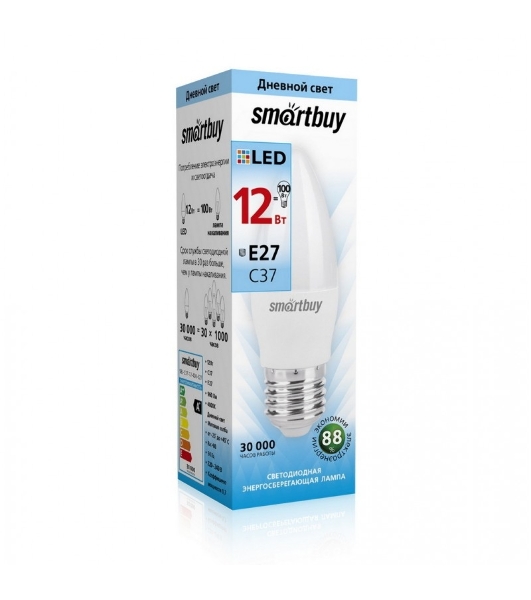 Светодиодная (LED) лампа Smartbuy-C37-12W/4000/E27