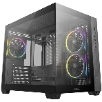 Компьютерный корпус Deepcool CG330 3F без БП, боковое окно (панорама), 3x120мм ARGB PWM вентилятора, черный, mATX, фото 1