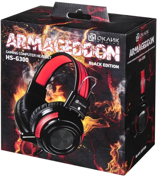 Проводные наушники Oklick HS-G300 черный/красный, полноразмерные, Jack 3.5 мм