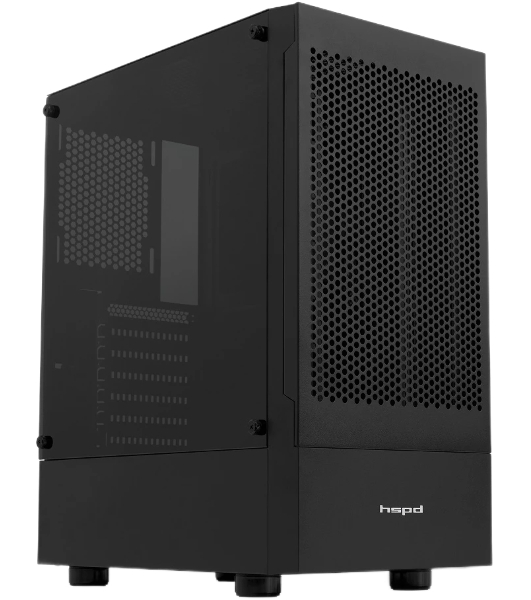 Компьютерный корпус без блока питания Case HSPD M540, Mesh Mid Tower, черный, TG, 0.45 SPCC, no fans, ATX, mATX, mITX, 160/300/150мм, 2x2.5', 2x3.5', 7xPCI, 1xUSB-A 3.0, 2xUSB-A 2.0, 365x216x405мм