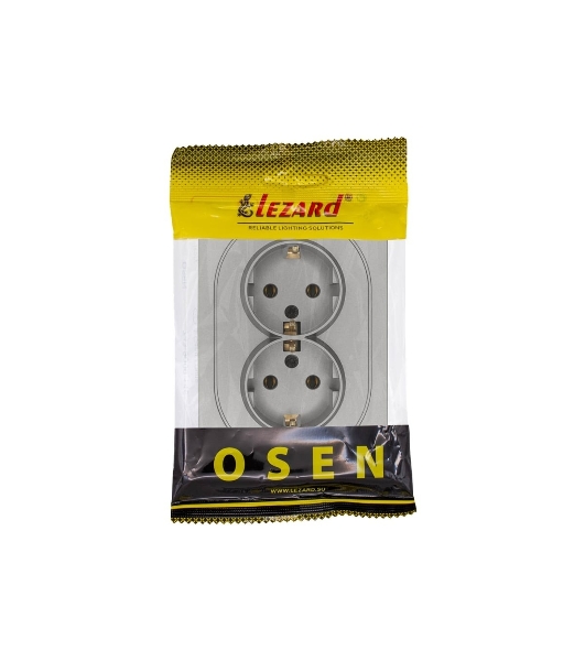Розетка 2-м LEZARD СП OSEN с заземл. ПБТ, механизм, серый матовый 743-7400-127B