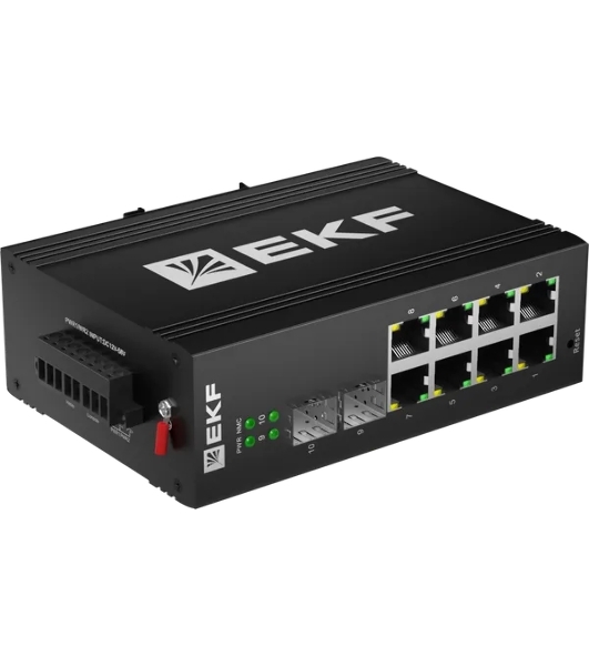 Коммутатор EKF TSX-ML2-2GX/SFP-8GTP, 8×1 Гбит/с PoE + 2×1 Гбит/с SFP, управляемый