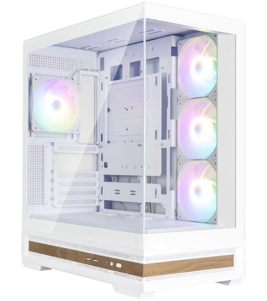 Компьютерный корпус ZALMAN P40 NAMU, ATX, белый, WINDOW, WOODEN ELEMENTS, 2xCombo(2.5” or 3.5”), 1xUSB TYPE-C, 2xUSB 3.0, SIDE 3x120мм ARGB, REAR 1x120мм ARGB