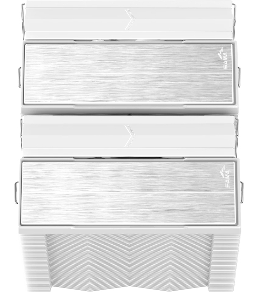 Кулер для процессора SAMA A60W белый, 2x120 мм, алюминий/медь, 800-2200 об/мин, 29 дБ, 4 pin PWM, 265 Вт, высота 156.5 мм