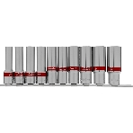 Набор удлиненных торцевых головок Matrix 1/2', 6-ти гр., CrV, 10шт., 10-22мм, фото 1