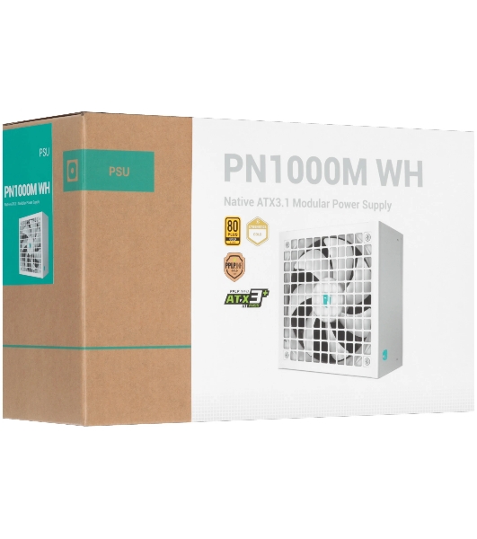 Блок питания Deepcool/GAMERSTORM PN1000M WH (ATX 3.1, 1000W, Full Cable Management, PWM 135мм fan, Active PFC, 80+ GOLD, Active PFC + Full Bridge SRC LLC + DC/DC,Gen5 PCIe, белый) RET