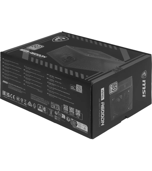Блок питания MSI MAG A600DN (306-7ZP6B11-809), 600 Вт, 80 PLUS WHITE, 120 мм, черный