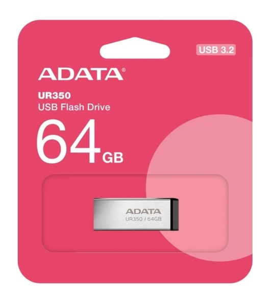Флешка USB ADATA UR350 (UR350-128G-RSR/BK), 128Gb, USB 3.2, R/W 100/15, серебристый/черный