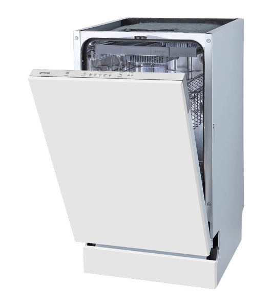 Посудомоечная машина встраиваемая Gorenje GV520D17S, загрузка 10 комплектов, стандартный мотор, регулировка верхней корзины по высоте, 3 корзины, кнопочное управление, звуковой сигнал завершения цикла, автооткрывание дверцы, половинная загрузка, полный AquaStop, энергоэффективность А+++, уровень шума 47 дБ, белый