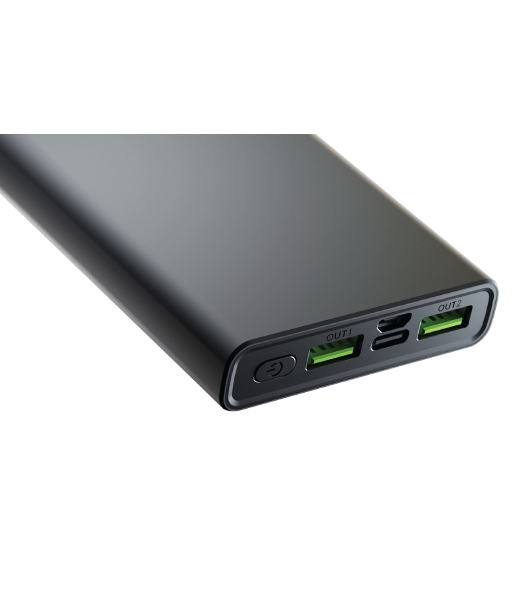 Портативный аккумулятор OLMIO QR-10, 10000mAh, 22.5W, QuickCharge3.0/PowerDelivery, LCD, серый