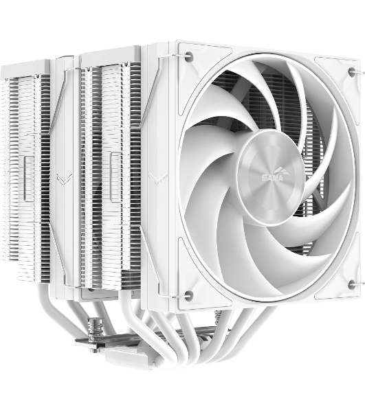 Кулер для процессора SAMA A60W белый, 2x120 мм, алюминий/медь, 800-2200 об/мин, 29 дБ, 4 pin PWM, 265 Вт, высота 156.5 мм