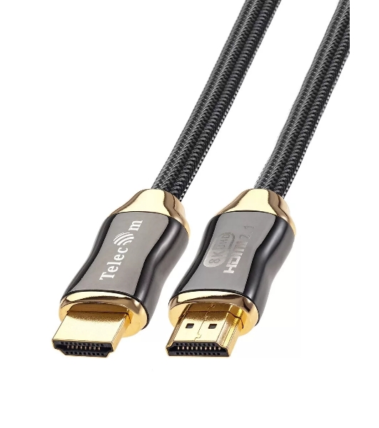 Кабель HDMI 19M/M,ver. 2.1, 8K@60 Hz 2m метал разъемы, нейлоновая оплетка Telecom TCG300-2M