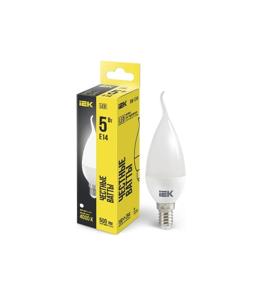 Лампа cветодиодная IEK LLE-CB35-5-230-40-E14 ECO CB35 свеча на ветру 5Вт 230В 4000К E14