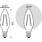 Лампа светодиодная филаментная Gauss Filament 10Вт цок.: E14 свеча св. свеч. бел. теп. (упак.: 10 шт), фото6