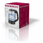 Электрочайник BACKMAN BM-TEA 728 черный, 1.8 л, 2200 Вт, скрытый нагревательный элемент, фото2