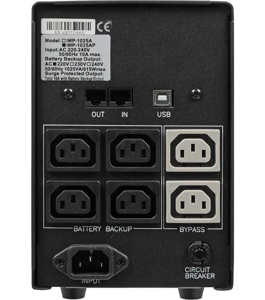 Источник бесперебойного питания Powercom Imperial IMP-1025AP 615Вт 1025ВА черный
