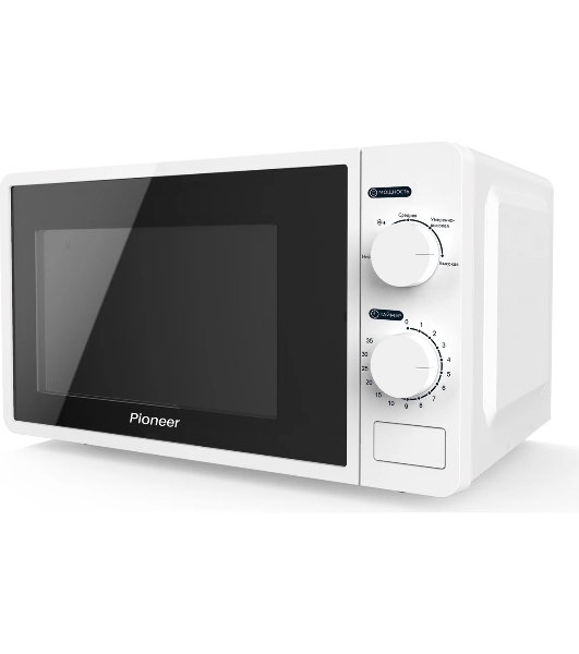 Микроволновая печь Pioneer MW205M белый, 20 л, 700 Вт, переключатели - поворотный механизм