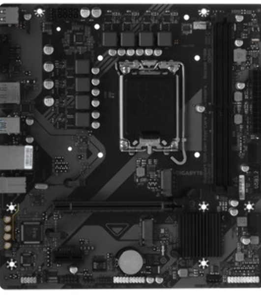 Материнская плата Gigabyte B760M E, LGA 1700, Intel B760, 2xDDR5, 4xSATA, 2xM.2, 1xPCIe 4.0 x16, 1xPCIe x1, 1xVGA, 1xHDMI, 1xDP, 1x1Gb LAN, 4xUSB-A 5Gbps, 2xUSB-A 2.0, 3x3.5 мм, 7.1, mATX