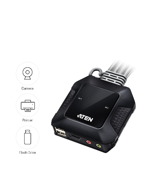 Переключатель ATEN 2-Port USB 4K HDMI Cable KVM Switch