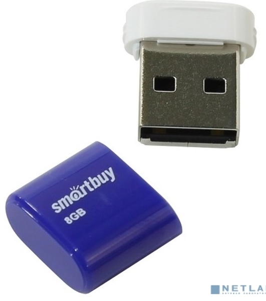 Флешка USB Smartbuy LARA Blue (SB8GbLara-B), 8Gb, USB 2.0, R/W 15/5, синий/белый