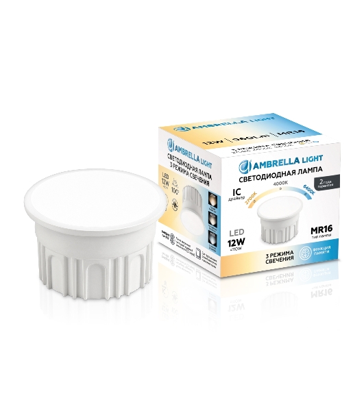 Лампа светодиодная 212502 LED MR16-DD 12W IC 220-240V 100° 6400K 4000K 2700K CCT Memory