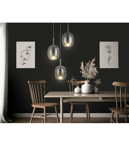 Подвесной светильник Ambrella light LH11153/3 BK/WH/SM черный/белый/дымчатый E27*3 max 60W D425*1500