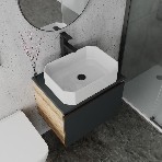 Комплект для ванной, 4 предмета (Тумба подвесная Bau Blackwood 60 графит + Раковина BAU Hotel 51х37 + Смеситель Hotel Black, черный, выпуск черный), фото 1