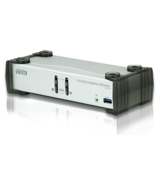 Переключатель, электрон., ATEN KVM+Audio+USB 3.0, 1 user USB+DP => 2 cpu USB+DP, со шнурами DP 2x1.5м.+USB 2х1.8м., 3840x2160 30Hz, настол., исп.стандарт.шнуры, без OSD, некаскад., (DisplayPort ver 1.1)
