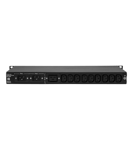 Автоматический ввод резерва ELEMY RACK ATS, 1U, 220В, 16А, OLED, Ethernet, in (2) C20, out (1) C19 (9) C13