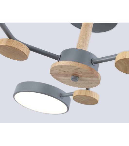 Светильник Ambrella light FL4856/3 GR/WD серый/дерево 54W 3000-6000K D660*170 (без ПДУ)