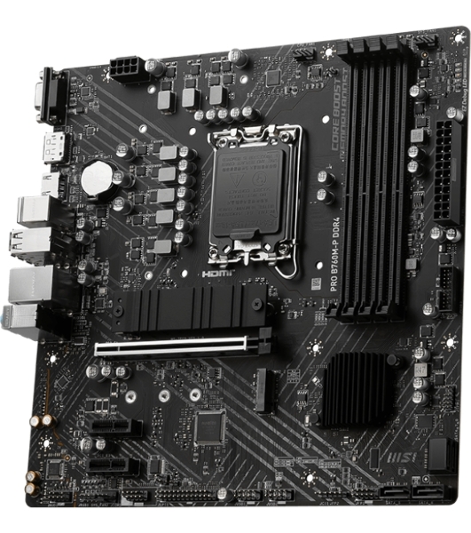 Материнская плата MSI PRO B760M-P DDR5, LGA 1700, Intel B760, 4xDDR5, 4xSATA, 2xM.2, 1xPCIe 4.0 x16, 2xPCIe 3.0 x1, 1xHDMI, 1xDP, 1xVGA, 1x1Gb LAN, 4xUSB-A 2.0, 1xUSB-A 3.2 Gen 1, 1xUSB-C 3.2 Gen 2, 3x3.5 мм, 7.1, mATX