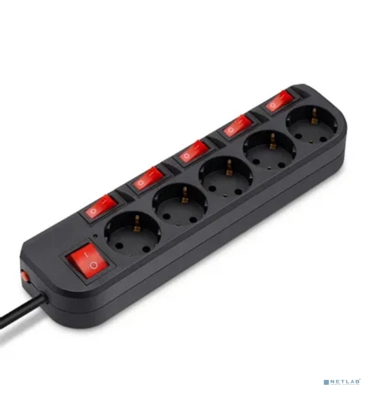 Сетевой фильтр Buro 500SH-3-SW-B 3 м, 5 розеток, черный, коробка